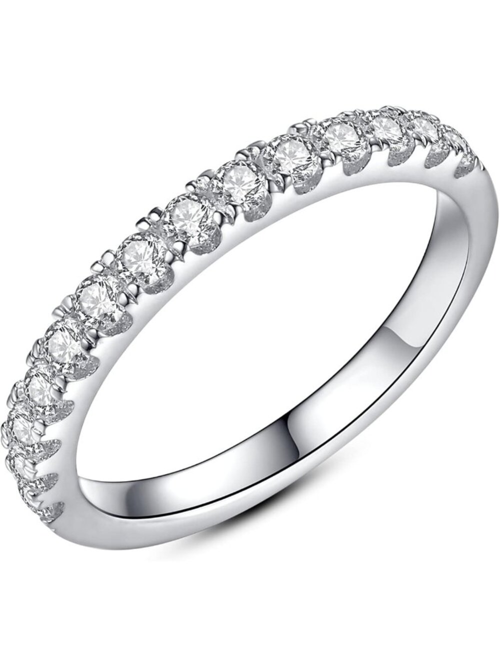 Moissanite Eternity Wedding Band for Women - 925 Sterling Silver Stackable Ring